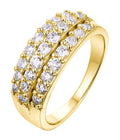QX Fine Jewel S925 Sterling Silver Ladies Premium Bright 2Ct Moissanite VVs 1 D Color Gold Plated Prong Setting Stackable Ring