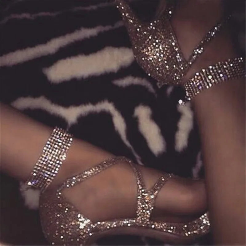 Rock Sexy Blingbling Full Diamond Adjustable Geometry Cuban Chain Anklet