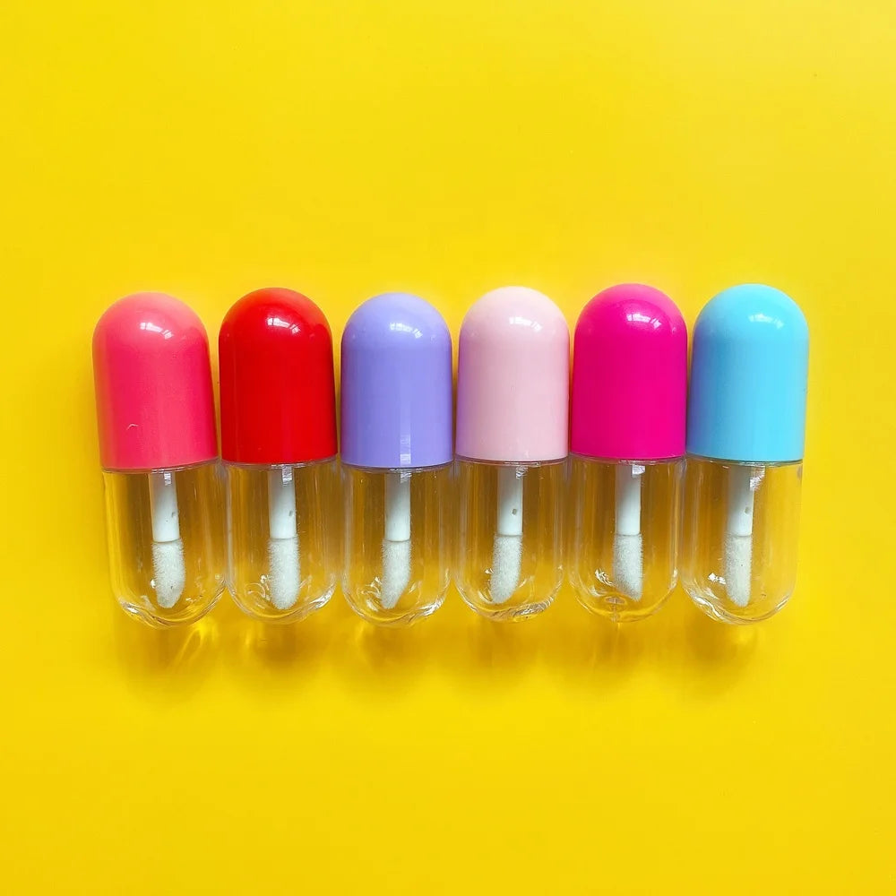 L-Zhuang Low MOQ 100pieces Popular Red Purple Pink Blue Wholesale No Logo 4ml Mini Cute Mini Capsule Lipgloss Tubes