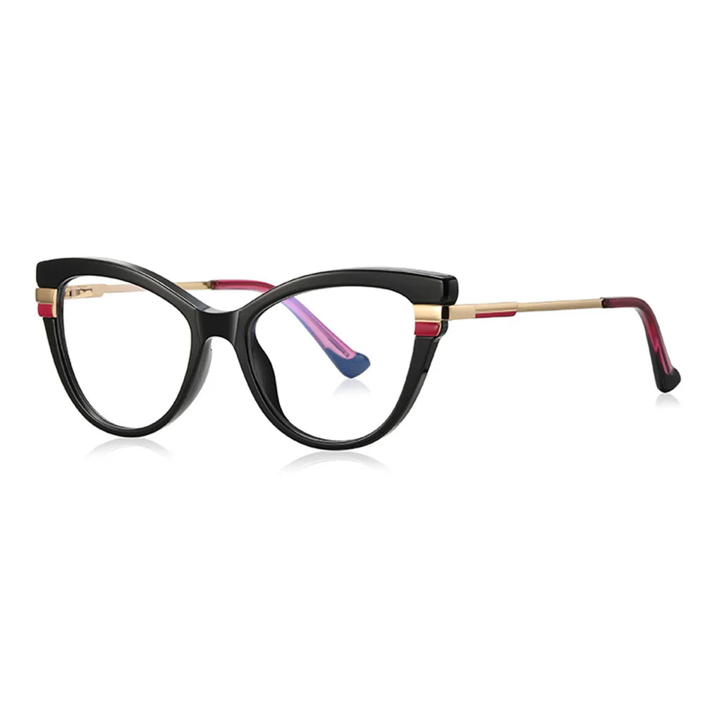 SPARLOO 2387 Women's Anti Blue Lens Cat Eye TR 90 Optical Square Eyeglass Frames Spring Hinge