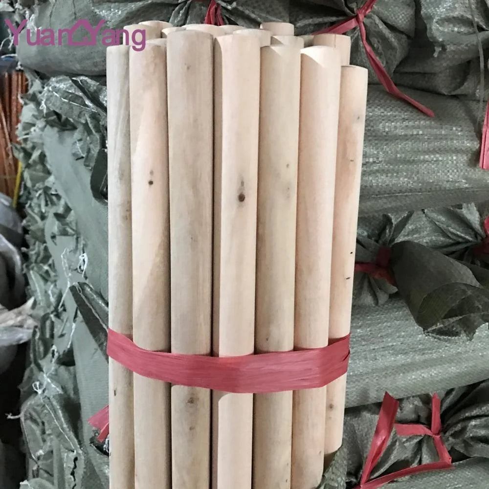 Factory Direct Sales 120cm Length Natural Polish Wooden Broom Handle Mop Broom Wood Stick
