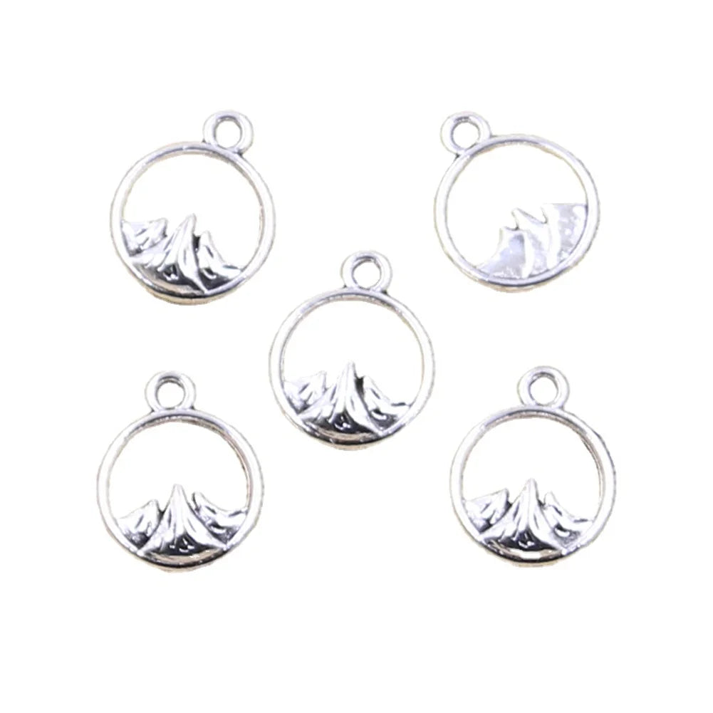 100pcs Charms Volcanic Snow Mountain 14x11mm Antique Silver Color Pendants Making DIY Handmade Tibetan Finding Jewelry