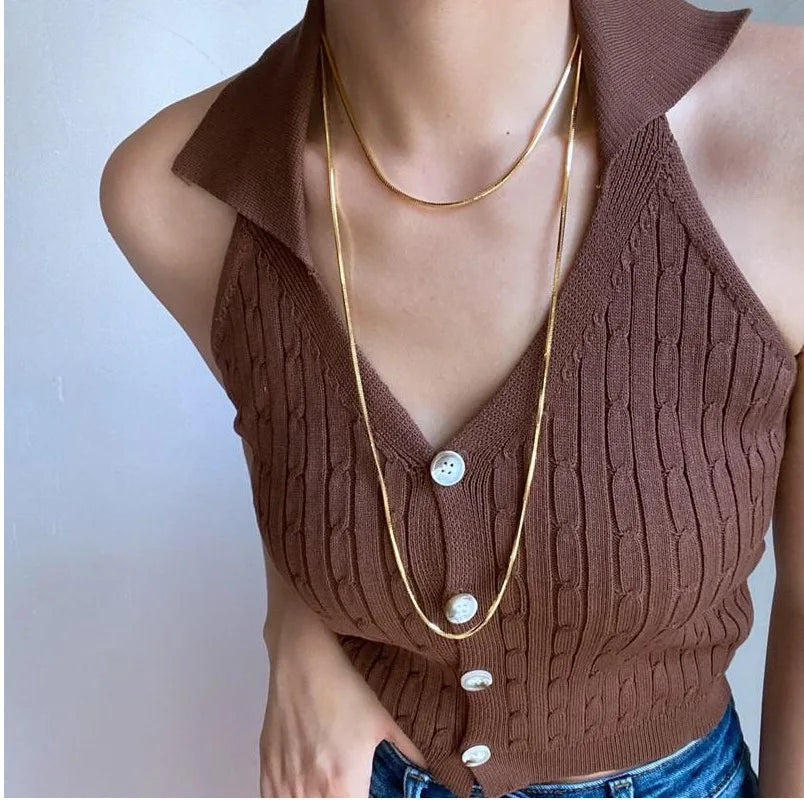 Wholesale 120cm Long 316L Stainless Steel Necklaces 18k Gold Plated Round Snake Chain Necklace for Women Girls