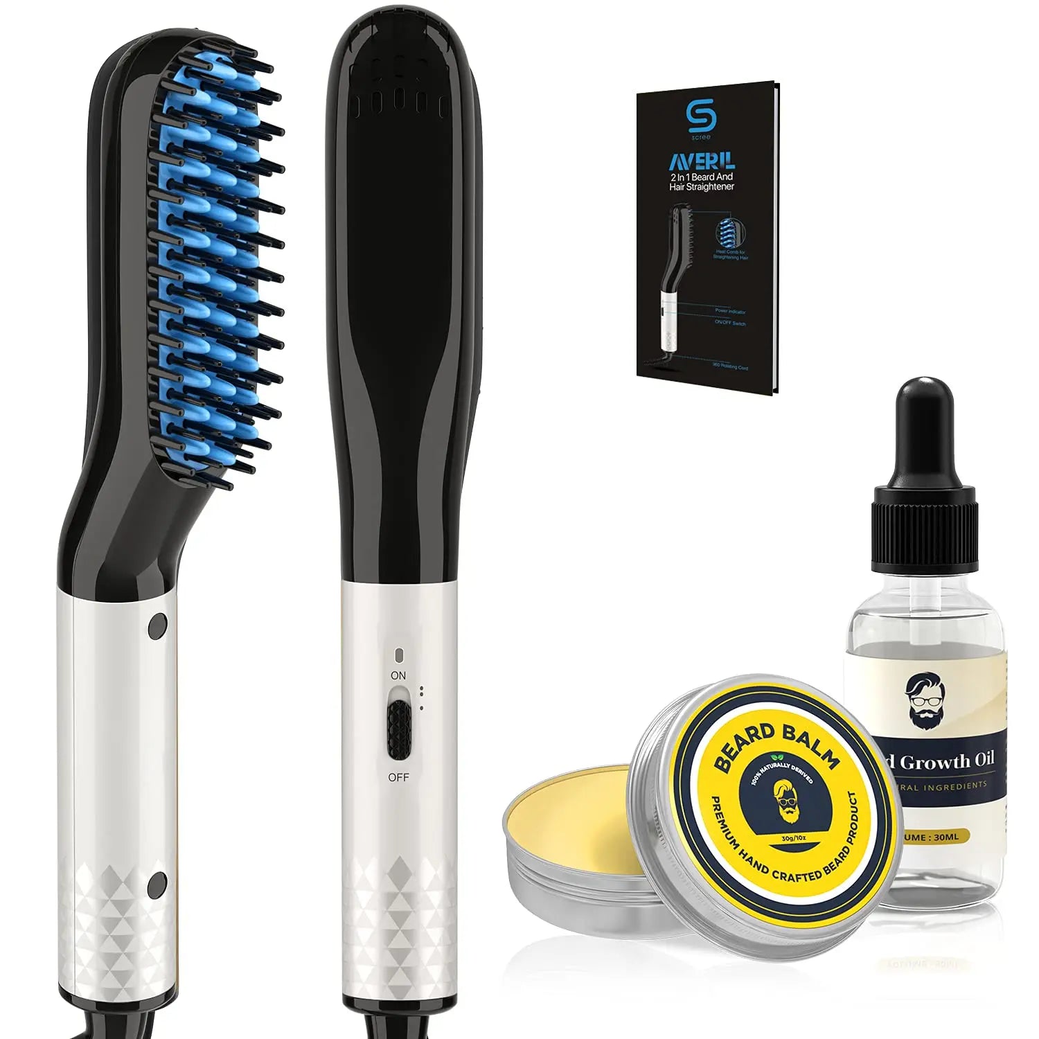 Electric Iron Hair Straightener Comb Thermal 2 in 1 Ceramic Portable Electric Straightening Hot Hair Press Comb Men Beard Brush