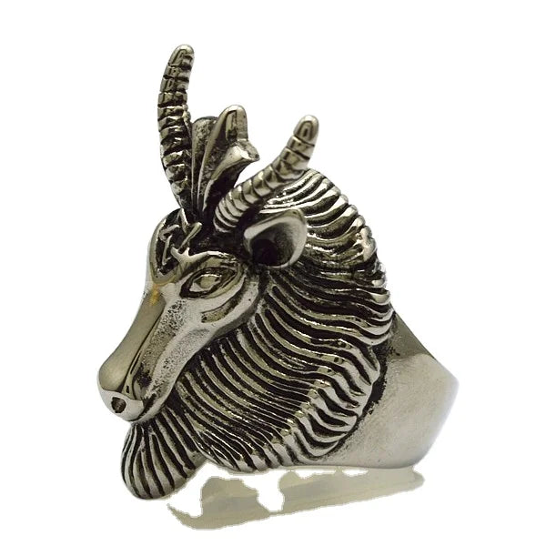 Vintage Stylish Men's Stainless Steel Aries 12 Zodiac Sheep Head Cluster Ring Gold/Silver Plated Eco-Friendly Jewelry