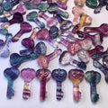 Natural Pink Red Fluorite Quartz Crystal Keys Rainbow Fluorite Key