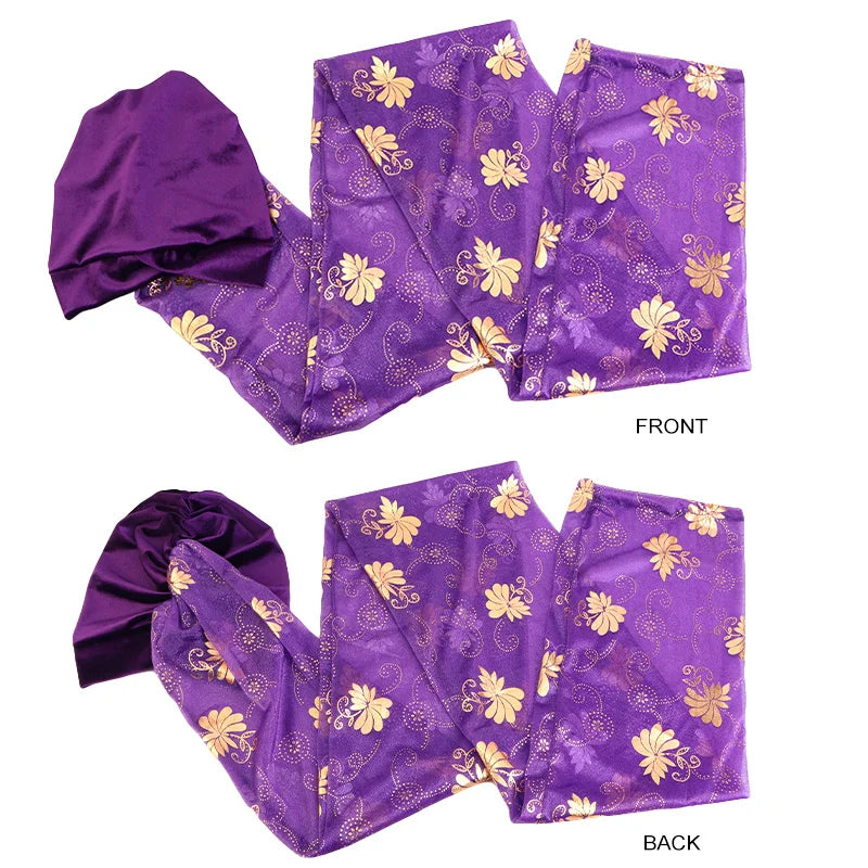 Latest Design Headwrap Velvet Turban Hijab Turban for Ladies Hat Women Turbans With Long Head Scarf