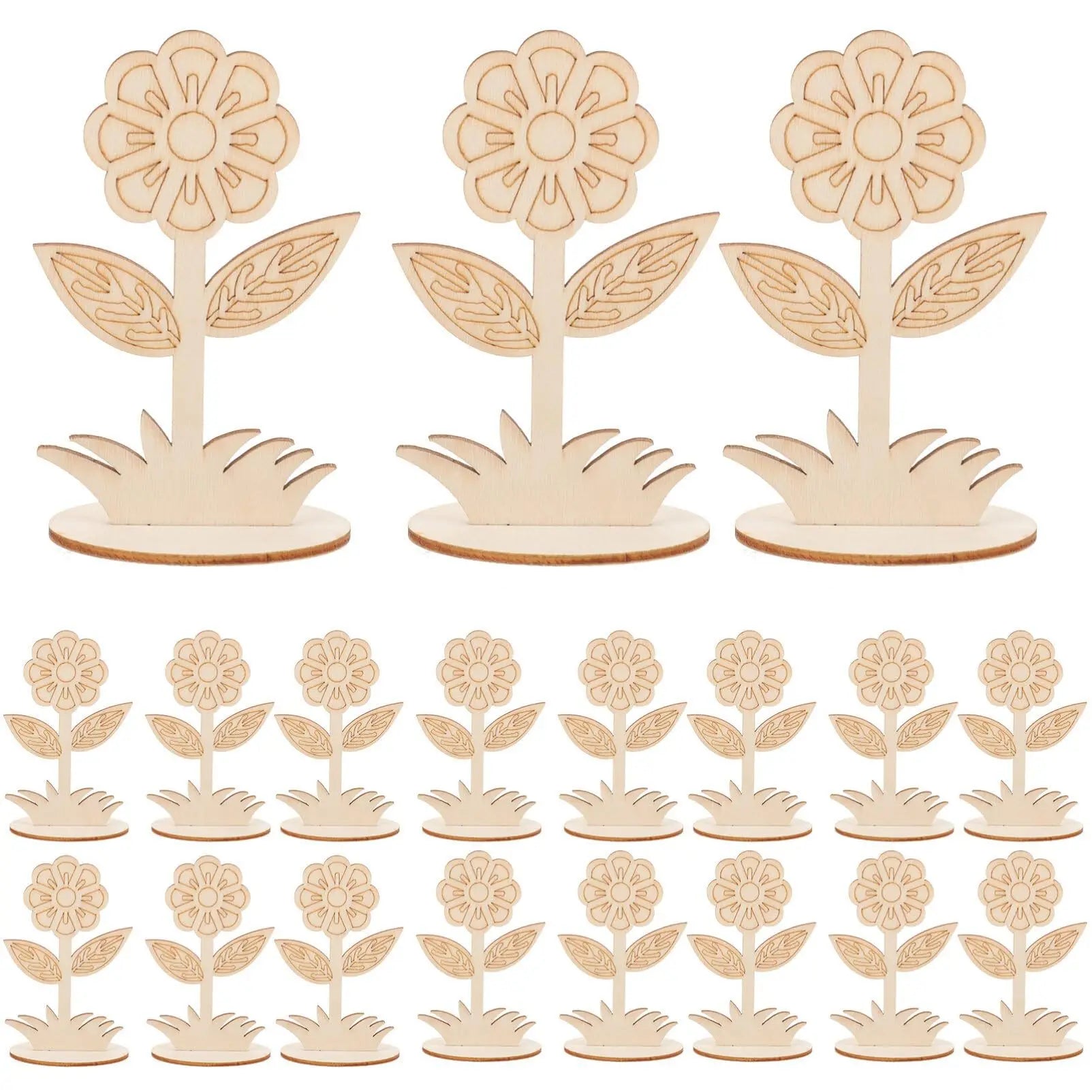 Wholesale Wooden Flower Ornaments Blank Flower Shape Wood Slices for DIY Crafts and Decorations Dropshipping
