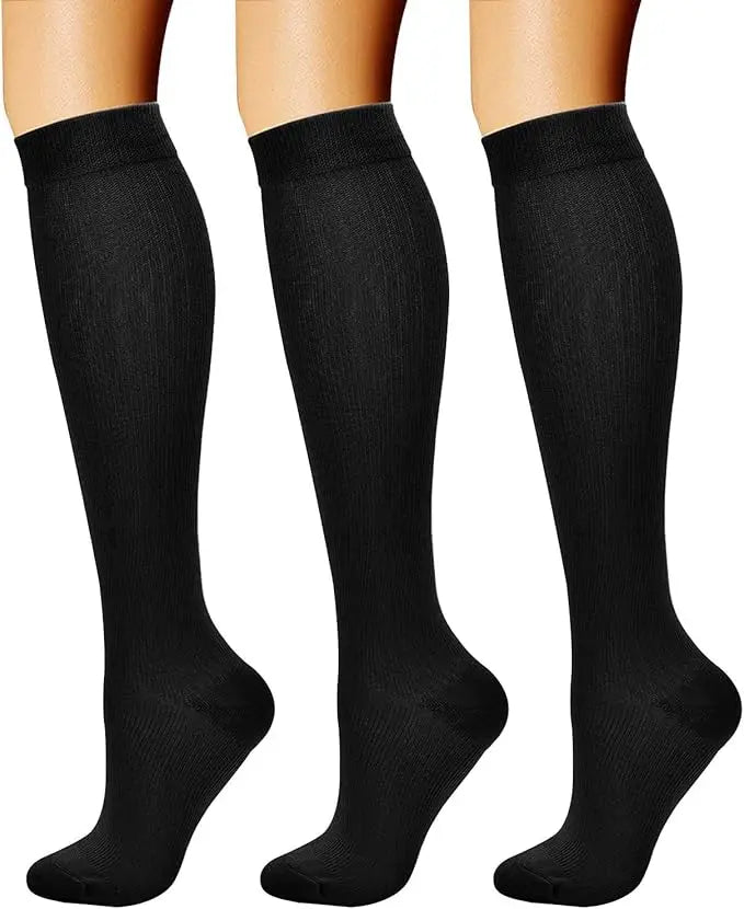 Women's Spring Performance Compression Socks Combo Pack 4 Pairs Non-Slip Daily Wear Letter Pattern Yoga Cycling Gym Cuff Body