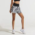 NSR Female Tennis Workout Sports Skorts Zebra Printed Women's Golf Wear High Waist Yoga Fitness Short Skirts With Zip Pocket