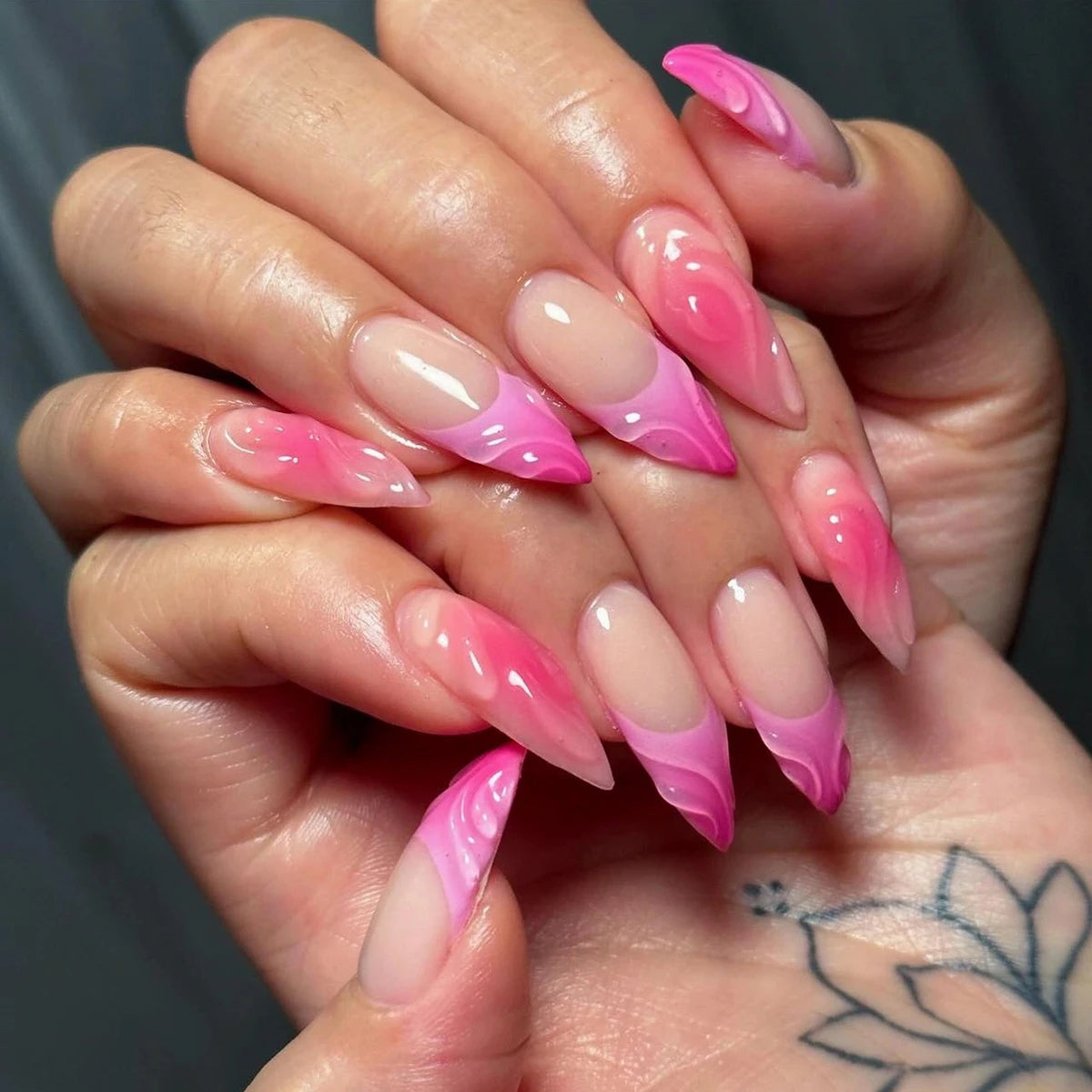 Dropshipping Wholesale 24 Pcs French 3D Ombré Gradient Press on Nails Artificial Fingernails False Nails Customize 3481