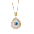Devil's Eye Zircon Pendant Necklace Trendy 18K Gold Copper Plated Mino Clavicle Chain Classic Geometric Style Anniversary
