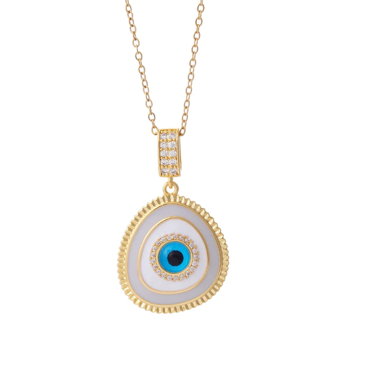 Devil's Eye Zircon Pendant Necklace Trendy 18K Gold Copper Plated Mino Clavicle Chain Classic Geometric Style Anniversary