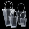 Wholesale Square Large Size PVC Transparent Plastic Flower Bag Clear Gift Flower Bouquet Bag With Handle