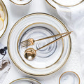 Hot Sale Nordic Color Glaze Marble Gold Rim Dishes Plate Sets Crockery Tableware Porcelain Ceramic Dinner Plate Dinnerware