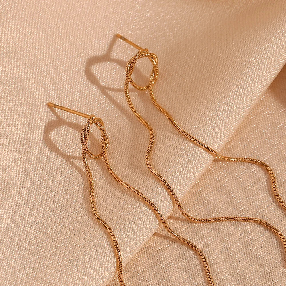 Summer Jewelry Tarnish Free Jewelry Gold Plated Tassel Earrings Waterproof Stainless Steel Jewelry