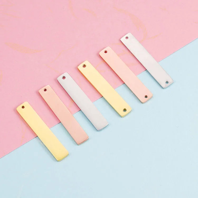 S1189 18K Gold Plated Stainless Steel Stamping Bar TagsRectangle Bar Blank Flat Engraving TagsBar Blanks