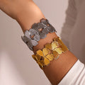 Stainless Steel Elegant Butterfly Splicing Cuff Bangle 18K Gold Sliver Plated Zircon Fashion Jewelry for Women