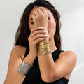 2023 New Arrival Fashion Jewelry Hip Hop Retro Multi Layered Wrapped Metal Simple Wide Open Wire Cuff Bracelet Bangles for Women