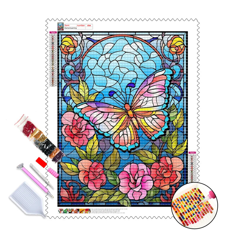 Wholesale Printed 5D Diamond Painting Accessories Butterflies and Flowers Window Decals Home Wall Decoration