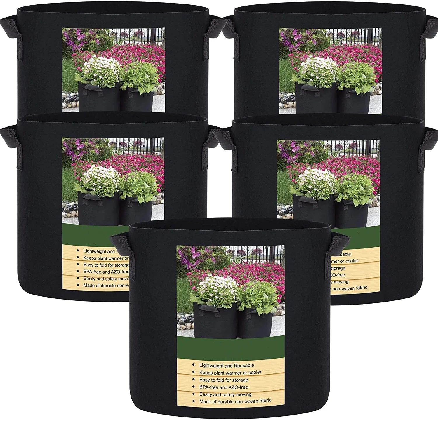 Thicken Fabric Felt Planters Flower Pots Non Woven Grow Bags for Plants 3 5 7 10 Gallon Grow Bags with  Handle