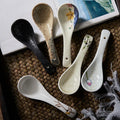 Japanese Ceramic Rice Spoons Ins Hand-painted Household Lovely Long-handle Soup Lovely Tableware Spoons Wholesale