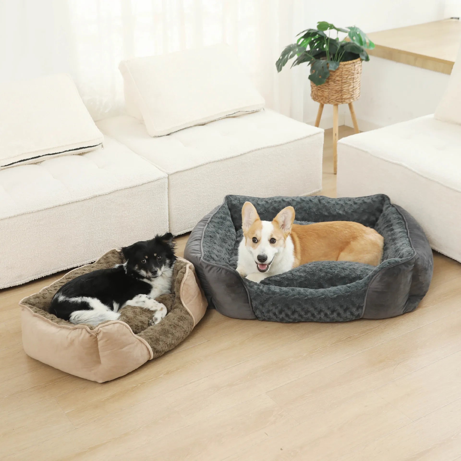 Hot Selling Small Dog Cat Sleeping Bed Modern Style Wholesale Rose Plush Suede Fleece Anti-slip Bottom Removable Washable Cover