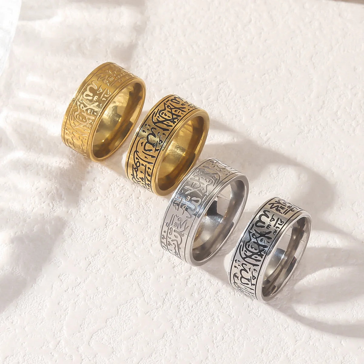 Wholesale New Fashion Hot Islam Muslim Allah Stainless Steel Wide Islamic Muslim Prayer Religious Ring Jewelry for Men Women