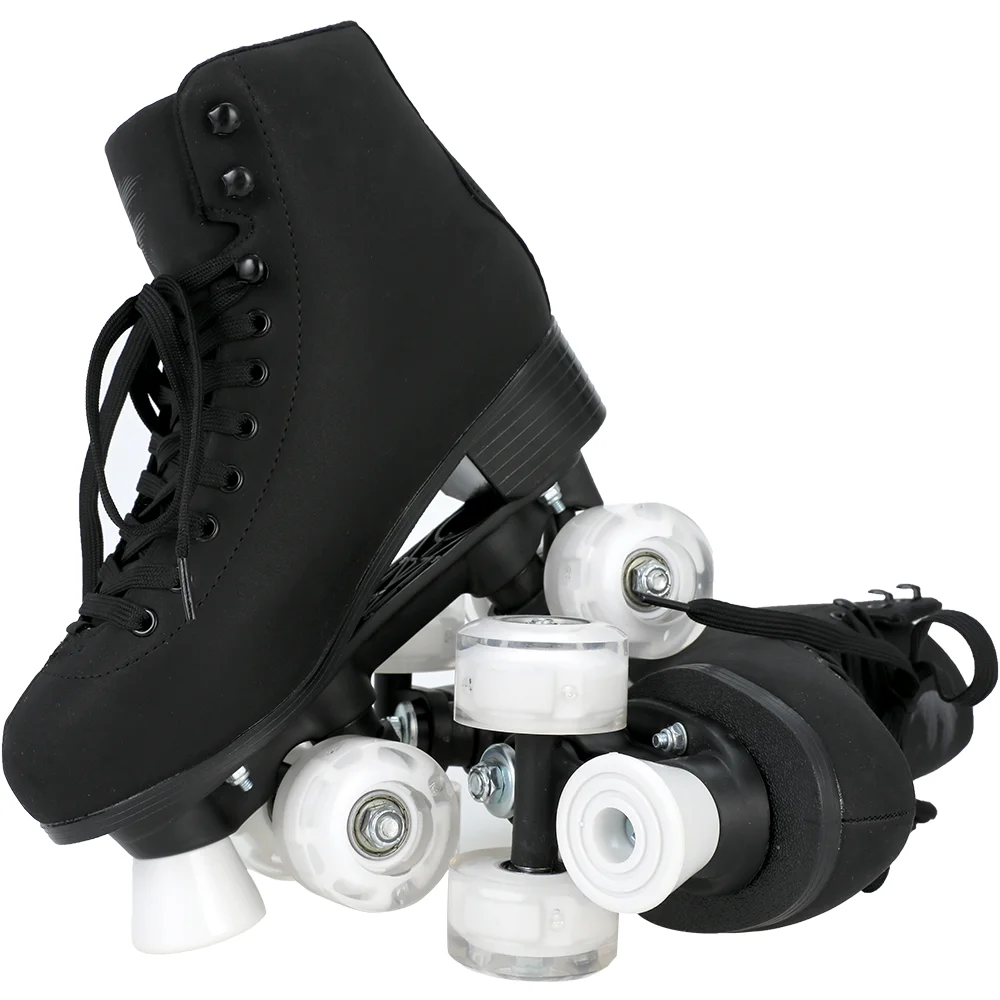Wholesale Factory Quad Skate Shoes Two-row Unisex Glitter Flashing Roller Skates for Women Adults