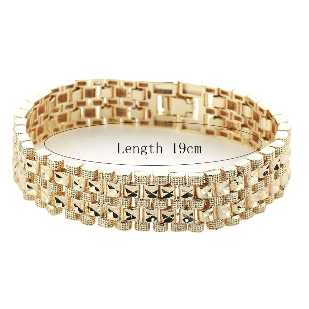 Gold Plated Copper Jewelry Factory Wholesale Men and Women Dubai Bangle Bracelet