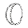 2025 G23 Titanium Double Row Zircon Hoop Earring Nose Ring Fashion Piercing Jewelry for Women Men Hypoallergenic Body Jewelry