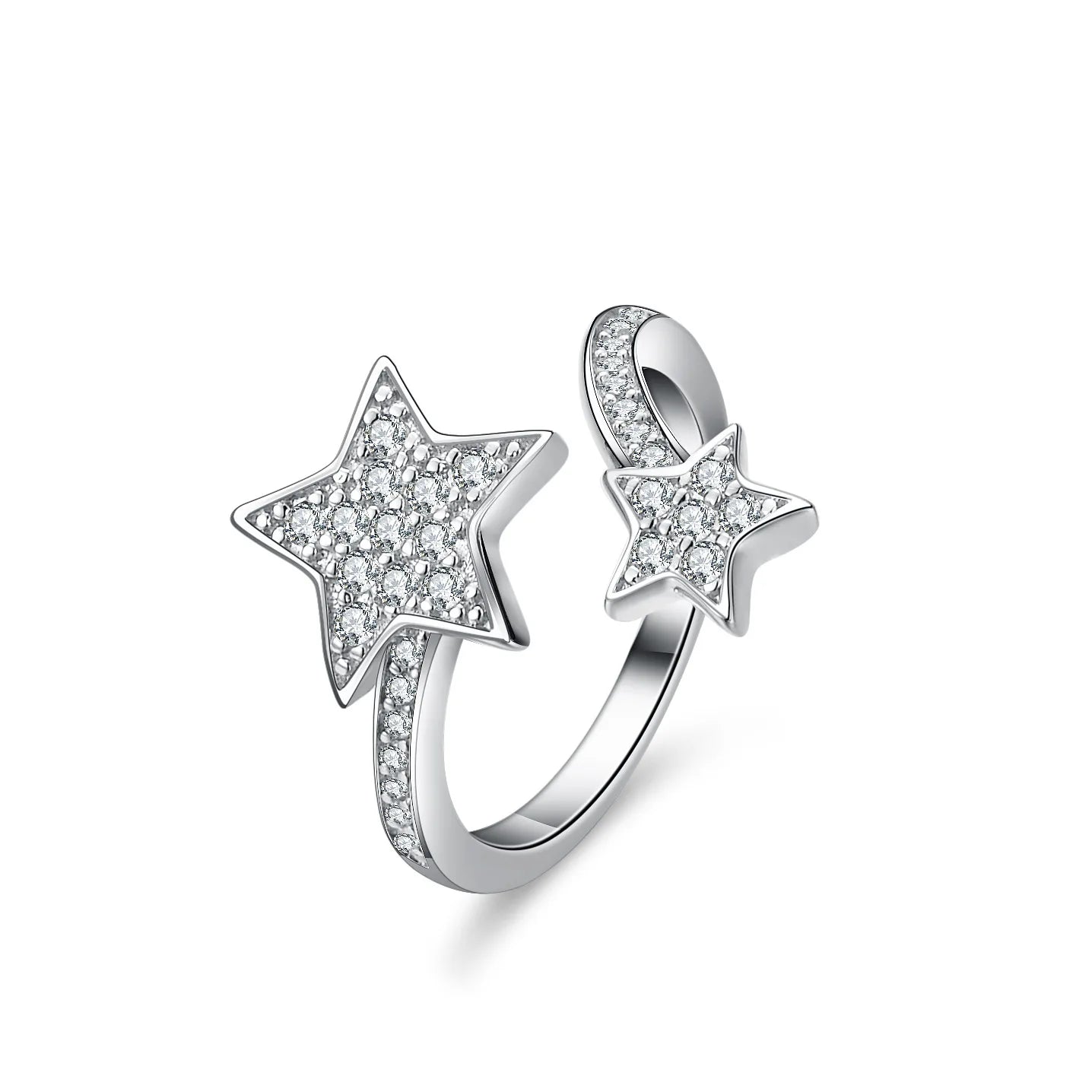 Adjustable Moissanite Diamond S925 Sterling Silver Rings Engagement Women's Wedding Rings Fine Jewelry Fashion 18k Gold Ring
