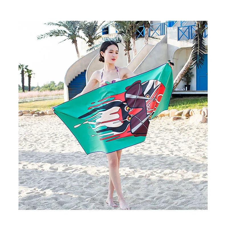 Manufacturer Wholesale Custom Logo Printed Microfiber Sand Free Beach Towel