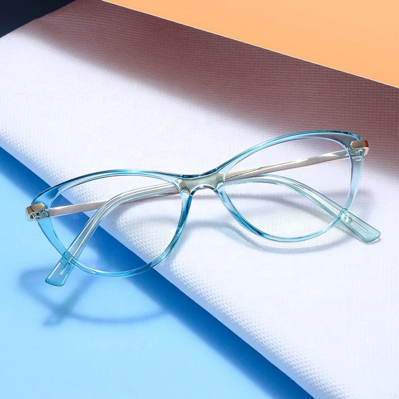 TR Transparent Candy Colors Optical Frames Cat Eye TR90 Anti Blue Light Glasses Applicable for Women