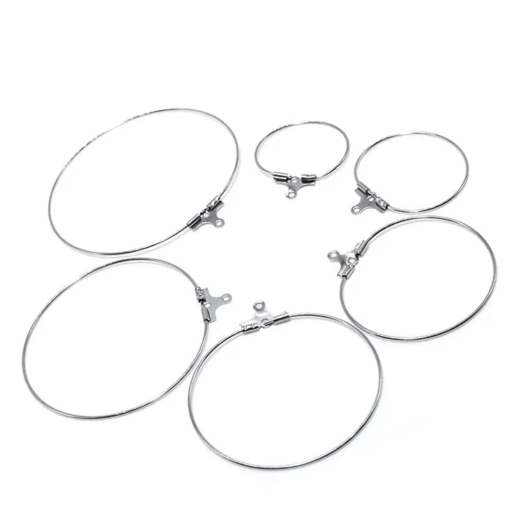 Silver and Gold Stainless Steel Round-shaped Stud Ear Wires Connector DIY Jewelry Making Earring Findings Jewelry Components