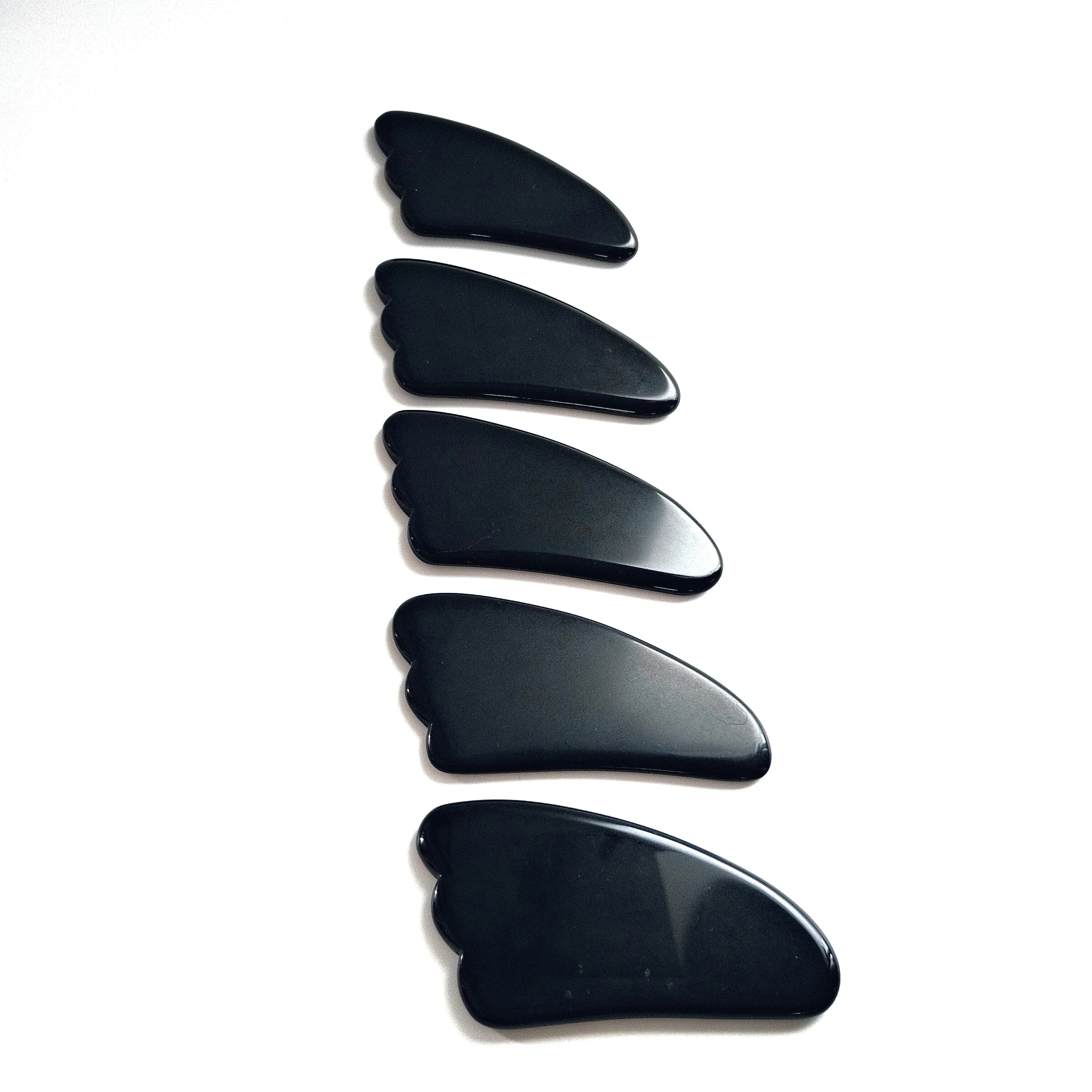 Diy New Arrival Spiky Black Obsidian Guasha Tool Good for Health Body Equipment Spiky Guastone Skin Care Set
