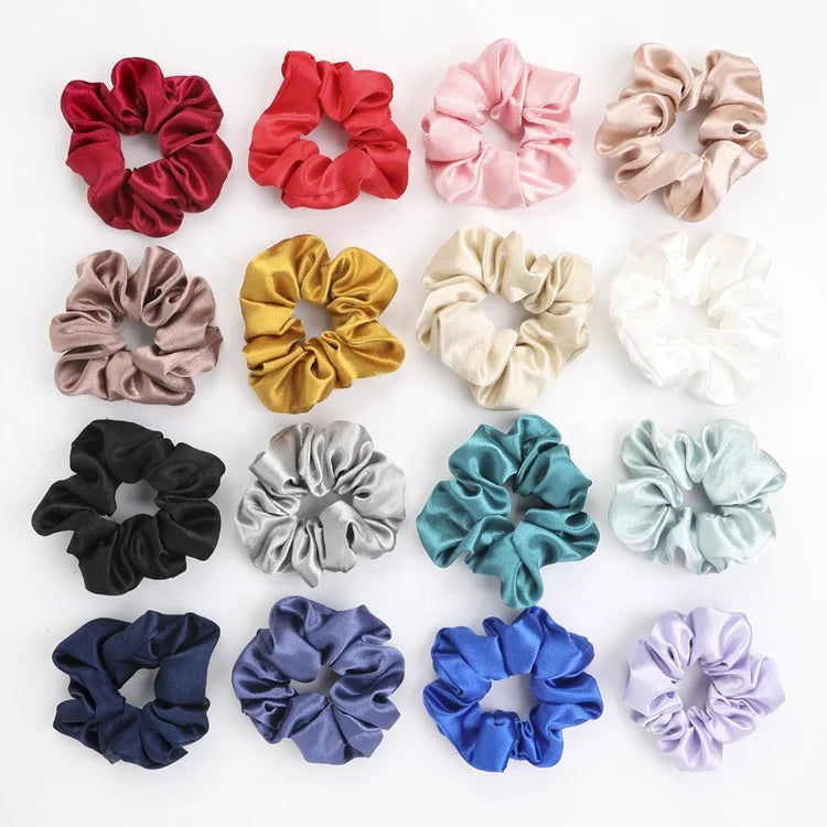 MIO Fashion Luxury Shiny Pure Color Hair Scrunchies 11.5 cm Diameter Satin Silk Stretch Hair Tie Ponytail Holder Hair Band