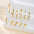 11pcs Modern S925 Silver Huggie Earrings with 5A Zircon 18K Gold Plating Business Style Jewelry Set for Wedding Party Gift