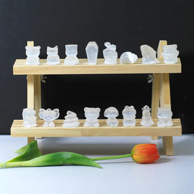 Wholesales Natural Selenite Bear Carving Hand Carved Selenite Turtle Carving for Decoration