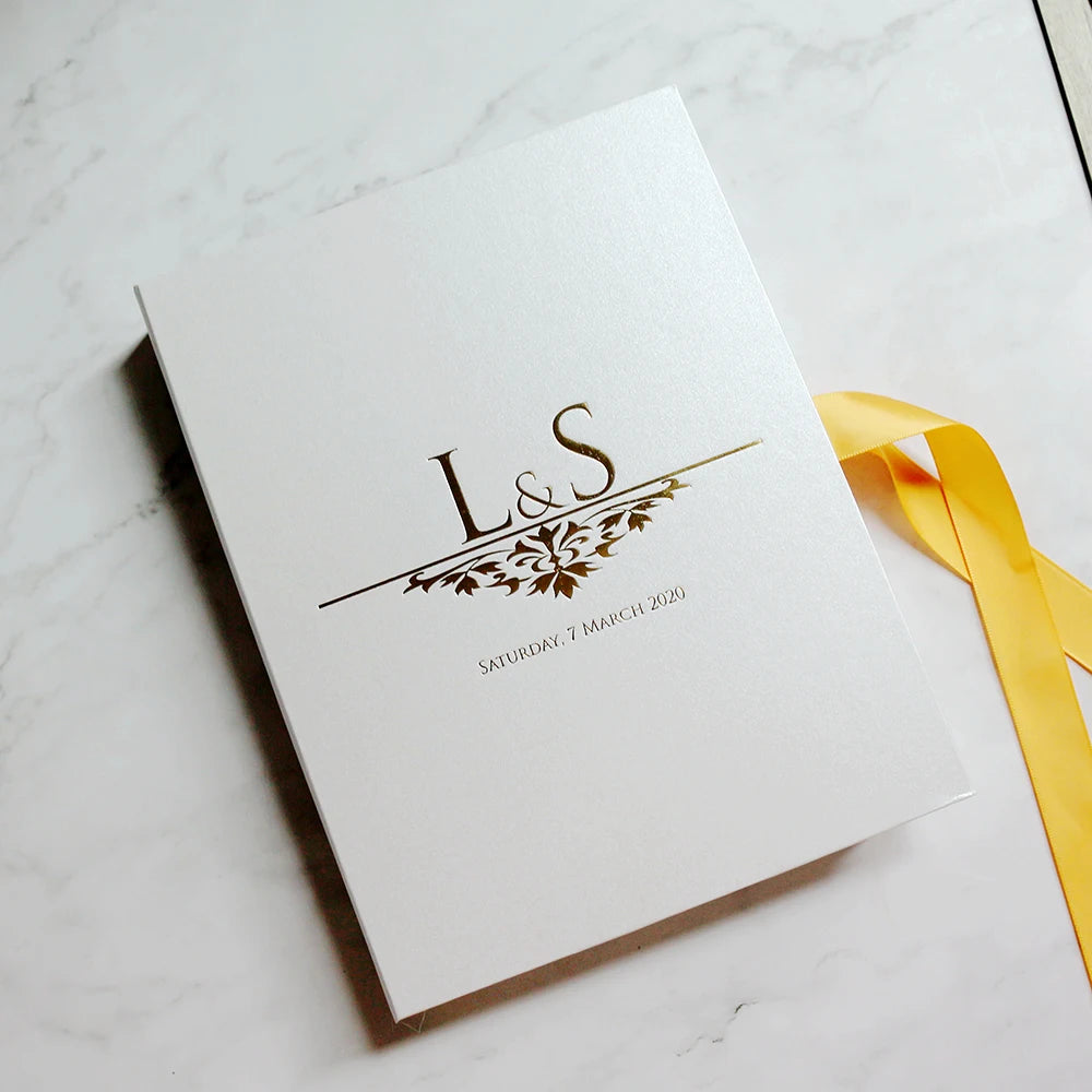 Luxury Hard Cover Boxes for Wedding Invitation Boxed Wedding Invitations With Gold Mirror Acrylic