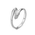 Love Hug Couple Ring Student Trend Personalized Open Ring Gift Fashion Simple Embrace Hand Ring