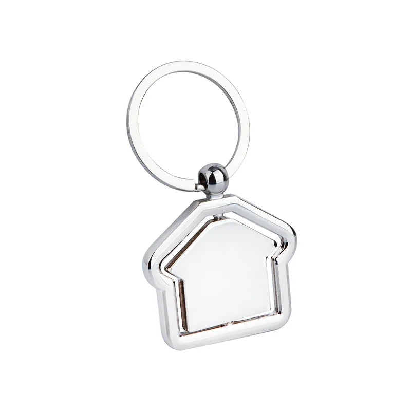 Promotional Creative Rotation House Shaped Metal Keychain Custom logo