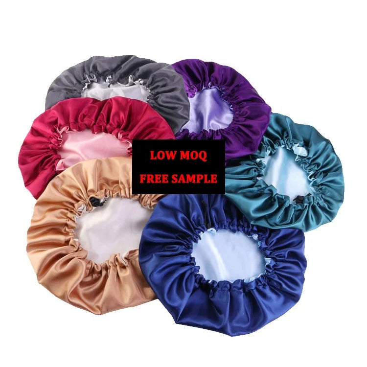 Satin Double Layer Silky Night Hat Soft Feeling Colorful Sleep Hair Bonnets