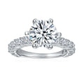Woman Ring Round 3CT Moissanite Jewelry Eternity Wedding Rhodium Gold Plated Moissanite Sterling Silver Ring