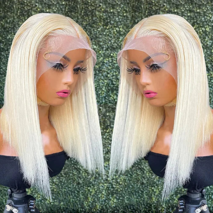 Blonde 613 Human Hair 13X4 Lace Front Wigs Pre Plucked 150% Density 613 Virgin Hair Wig 6 Inch Bone Straight Short Bob Wig