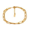 CLIORO Double Layer Stainless Steel Bracelets  Wrist Link Chain PVD Gold Plated Waterproof No Rust Bracelet Jewelry for Women