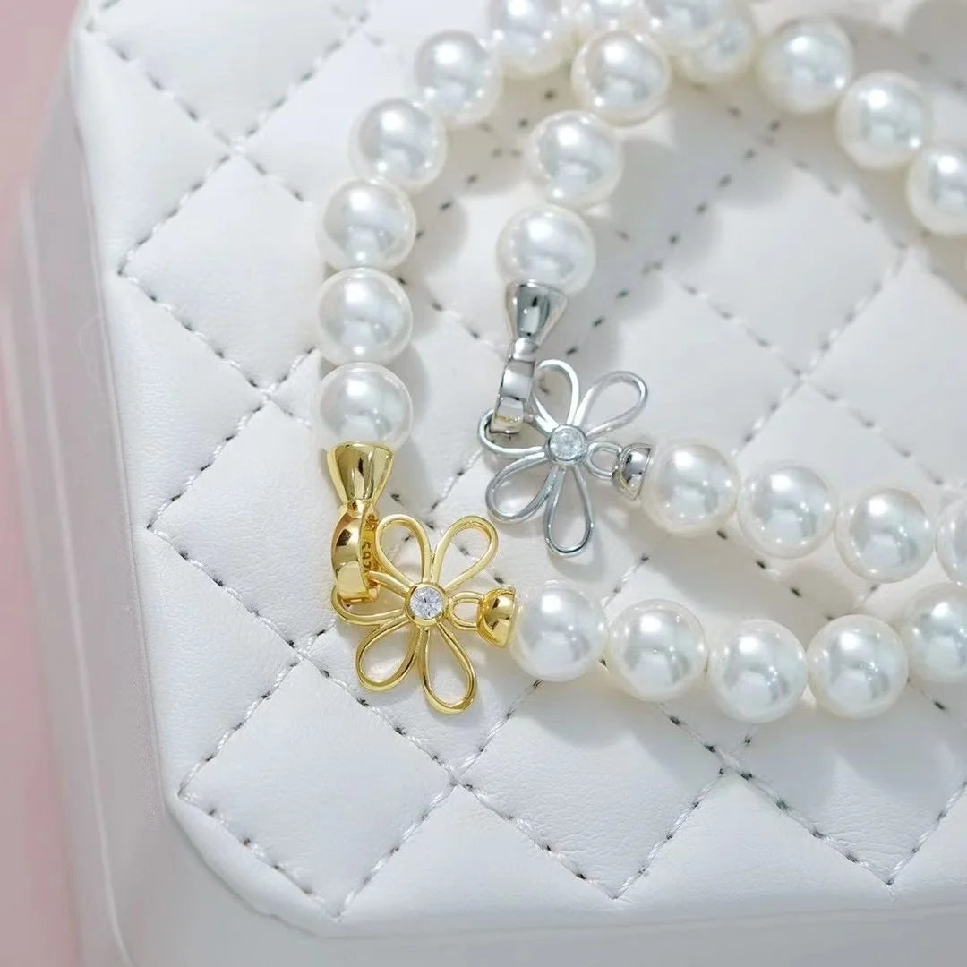 C271 925 Sterling Silver 18K Gold Plated Pearl Clasp for Jewelry Wholesale Metal Cord Ends Clasp Necklace or Bracelet Clasp