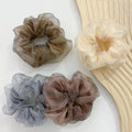 MIO French Style Mesh Scrunchies Fashion Glitter Organza Hair Rope for Women Girls Satin Silky Hair Ties Elegant