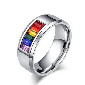 Hot Sale 18k Gold Plated Jewelry Stainless Steel Rings Jewelry Women Men Basic Fashion Jewelry Zircon Ring