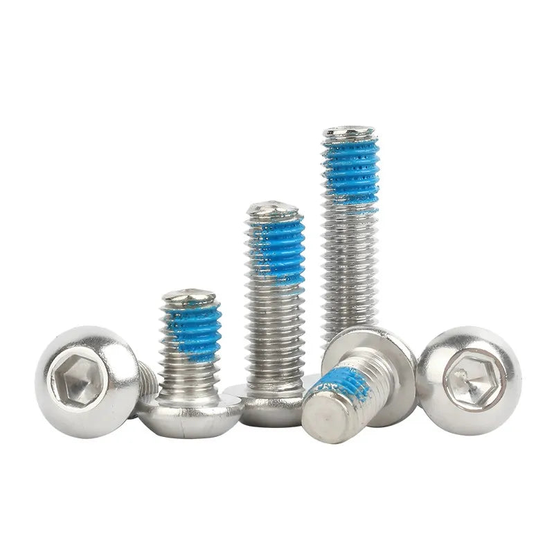 304 Stainless Steel ISO 7380 M2.5-M8 Nylok Blue Nylon Patching Anti Loose Screws Hexagonal Socket Button Head Screws
